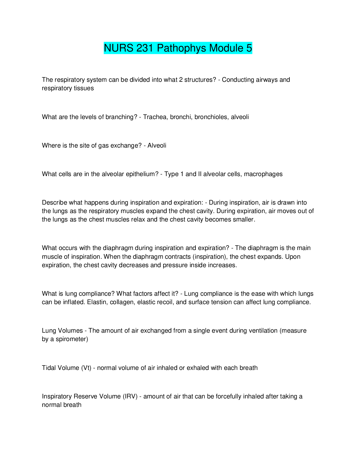 Preview image for NURS 231 Pathophys Module 5